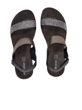 Rohde Black Crystal-Strap Comfort Sandals Women’s Size EU 38/US 7